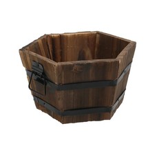 Wooden Barrel Planter Vintage