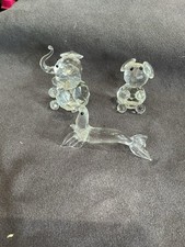 3 Vintage Crystal Glass Animal