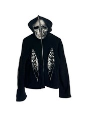 Y2K Banned Apparel Skeleton Hoodie Full Zip Black Size UK 10 Cotton Rare