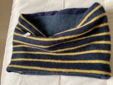 100% Cashmere Redbone Unisex Navy /Gold  Neckwarmer Snood Double Upcyc N73