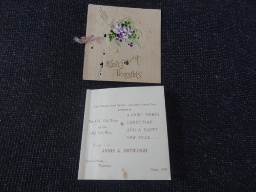 Xmas 1909 greetings card - greetings, from
