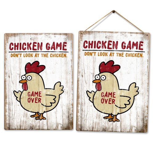 Metal wall sign chicken game - sign,