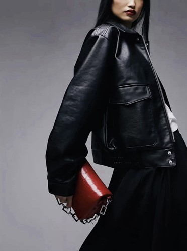 Topshop black faux - black, leather