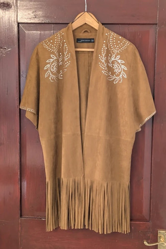Zara tan suede fringed - , studded