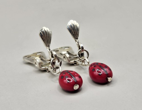 Ladybugs earrings red glass - earrings,