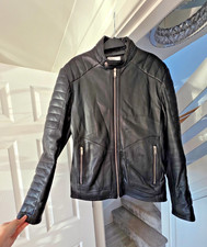 Reiss Mens Black Lamb Leather