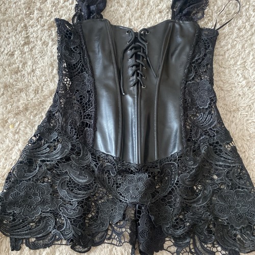 Dreamgirl faux leather corset - leather,