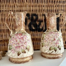 Stunning Vintage Antique Pair Of Blossom Jugs