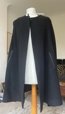 Elegant and Stylish Black Wool Women’s Cape. Size 12. Lillian J Morton Designed.