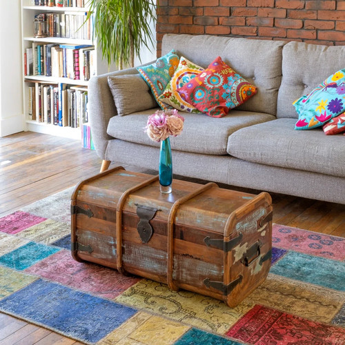 Teak storage trunk - trunk, coffee