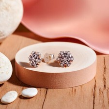 Snowflake Stud Earrings Silver Sparkling Womens Jewellery Minimalist Gift UK