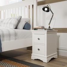 Bedside Table White 2 Storage Drawer Bedroom Furniture Solid Pine MDF Seconds