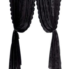 Black Floral Lace Sheer Curtain Panel Rod Pocket Voile Window Drapes Decor UK