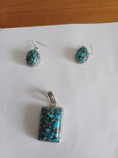 Natural Tiebetan Turquoise Pendant And Earings
