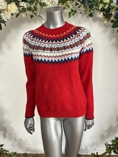 JOULES Andrea Jumper Womens Red Fair Isle Top Womens Size UK 10 Wool Mix NEW