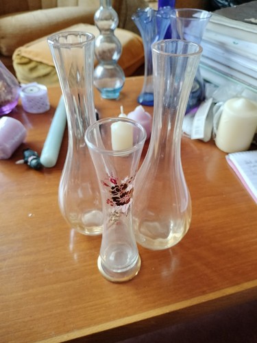 Vintage clear glass vases - vintage,