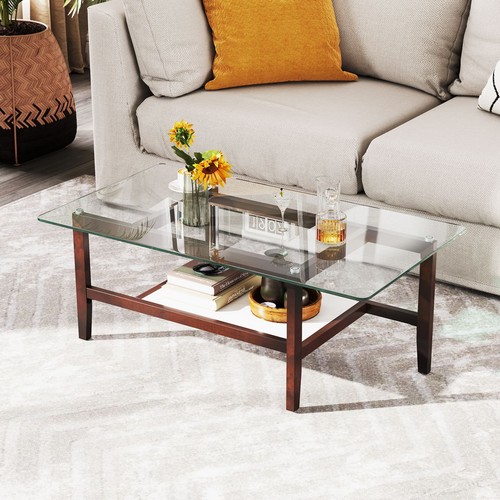 Brown glass coffee table - glass,