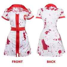 LADIES BLOODY NURSE HALLOWEEN FANCY DRESS COSTUME PLUS HAT BLOOD STAINED OUTFIT
