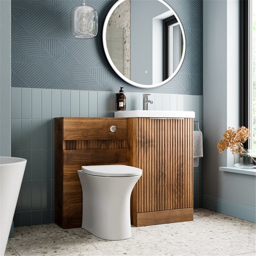 Fluted walnut woodgrain back - woodgrain,
