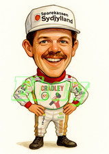 Erik Gundersen Cradley Heath speedway caricature print 6 x 4"