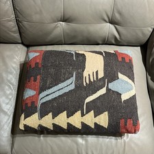 Low 18x13” Kilim Wool Rug Footstool Stool Bohemian Furniture Handmade Turkey