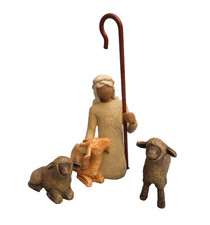 Willow Tree Nativity  Christmas Ornament Shepherd Sheep & Goat Figurines