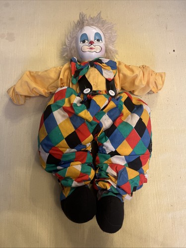 Vintage porcelain clown doll - vintage,