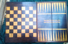 Vintage deluxe chess  backgammon draughts folding playing board set