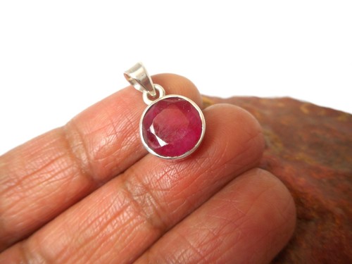 Pink red round ruby - ruby, sterling