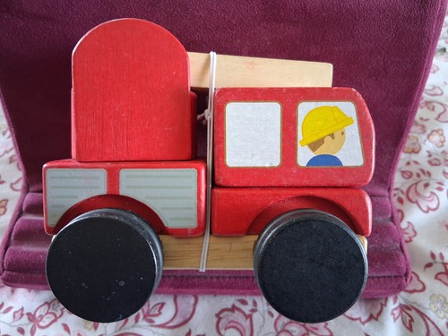 Toy van wooden - wooden, fire