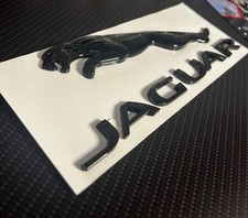 Black Jaguar Emblem Badge – Leaping Cat & JAGUAR Lettering – 3D Gloss Black Boot