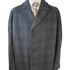 Mens Vtg Tweed Overcoat Size