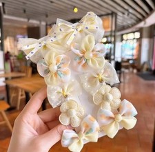 10Pcs Girls Kids Baby Toddler Mini Yellow Flowers Bow Hair Clips spring summer 