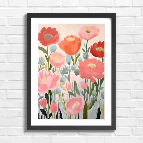 Pastel pink poppy floral - pink,