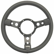 Mountney 15" Traditional 3 Spoke Semi Dished Black Vinyl Steering Wheel 53SBVB