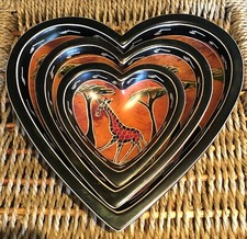Set of 3 Hand Carved Heart