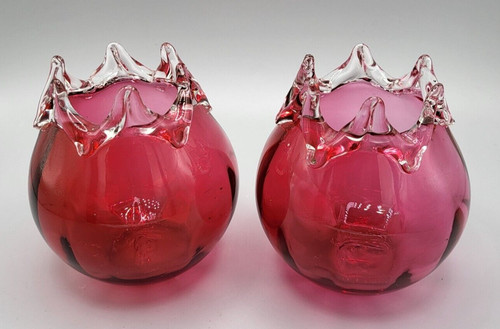 Two victorian cranberry glass - cranberry,