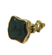 19th Century 15ct Yellow Gold Stag over Coronet Bloodstone Intaglio Fob Antique