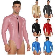 Men's Glossy Bodysuit Mock