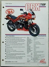 HONDA CBX750F MOTORCYCLE Sales Specification Leaflet March 1984