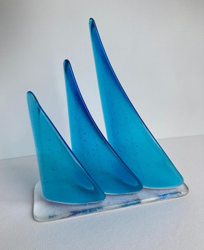 Handmade blue fused - blue, glass