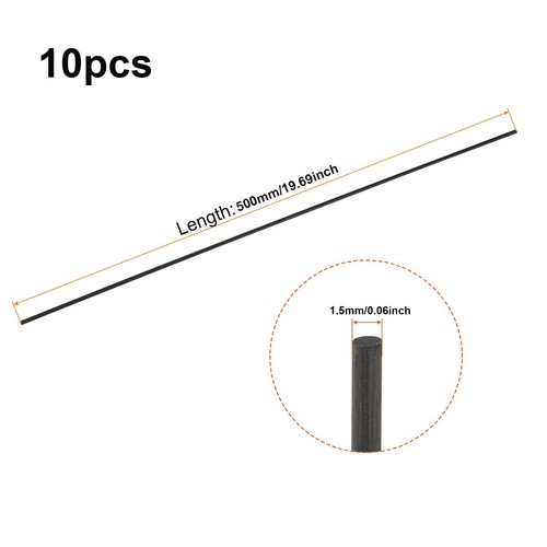 Black glassfiber rods - rods, fiber