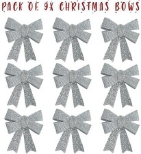 9x Silver Fancy Glittered