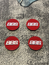 BBS RS LM RZ Center Caps Logos 70mm 09.24.030 Red Silver Set Of 4