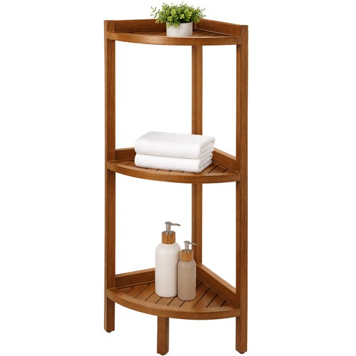 Tier teak corner shower - teak,