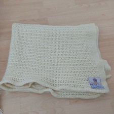 BLANKET WOOL VINTAGE LAN-AIR-CEL LIGHT YELLOW CELLULAR SCOTLAND 63 x 39 inches