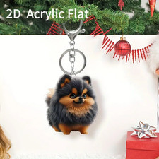 Cartoon Pomeranian Dog Pendant Versatile Charm Cute Puppy Keychain for Car Mirro