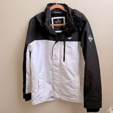 Hollister All-Weather Jacket coat white & black Size Large