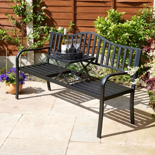 Black garden bench - black, loveseat