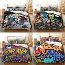 3D Duvet Set City Street Art Graffiti Bedding Set Scrawl Duvet Cover Pillowcase